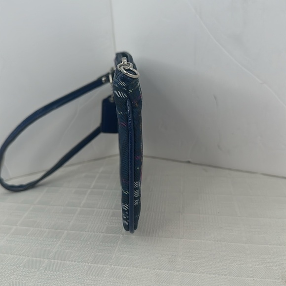 Coach Authentic Tartan Blue Plaid Metallic Wristlet, Style No. F48110 - Picture 2 of 9